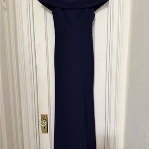 Lulu's Midnight Blue Off the Shoulder Dress